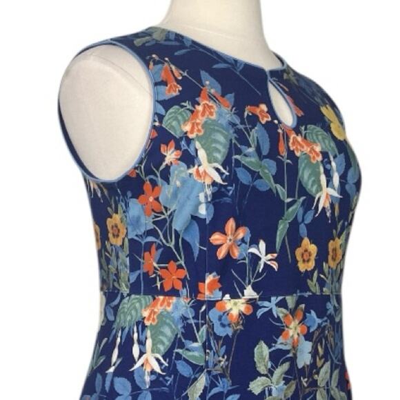 Lands’ End Dress Ponte Knit Sheath Pockets Blue Yellow Floral Women’s Size 16W - Picture 7 of 11